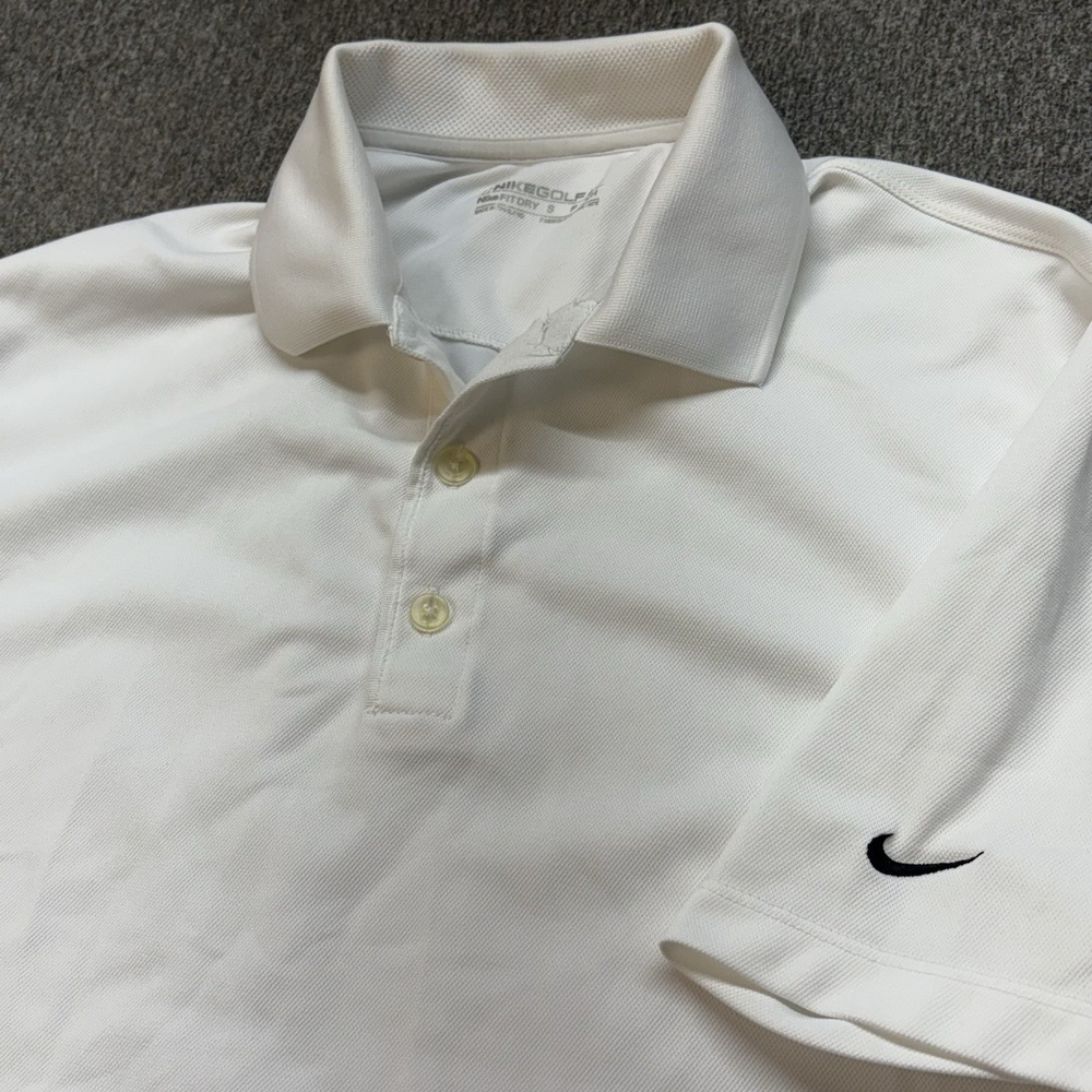 Nike Golf Polo Shirt Mens S White Good Dri-FIT UV Short Sleeve 128898